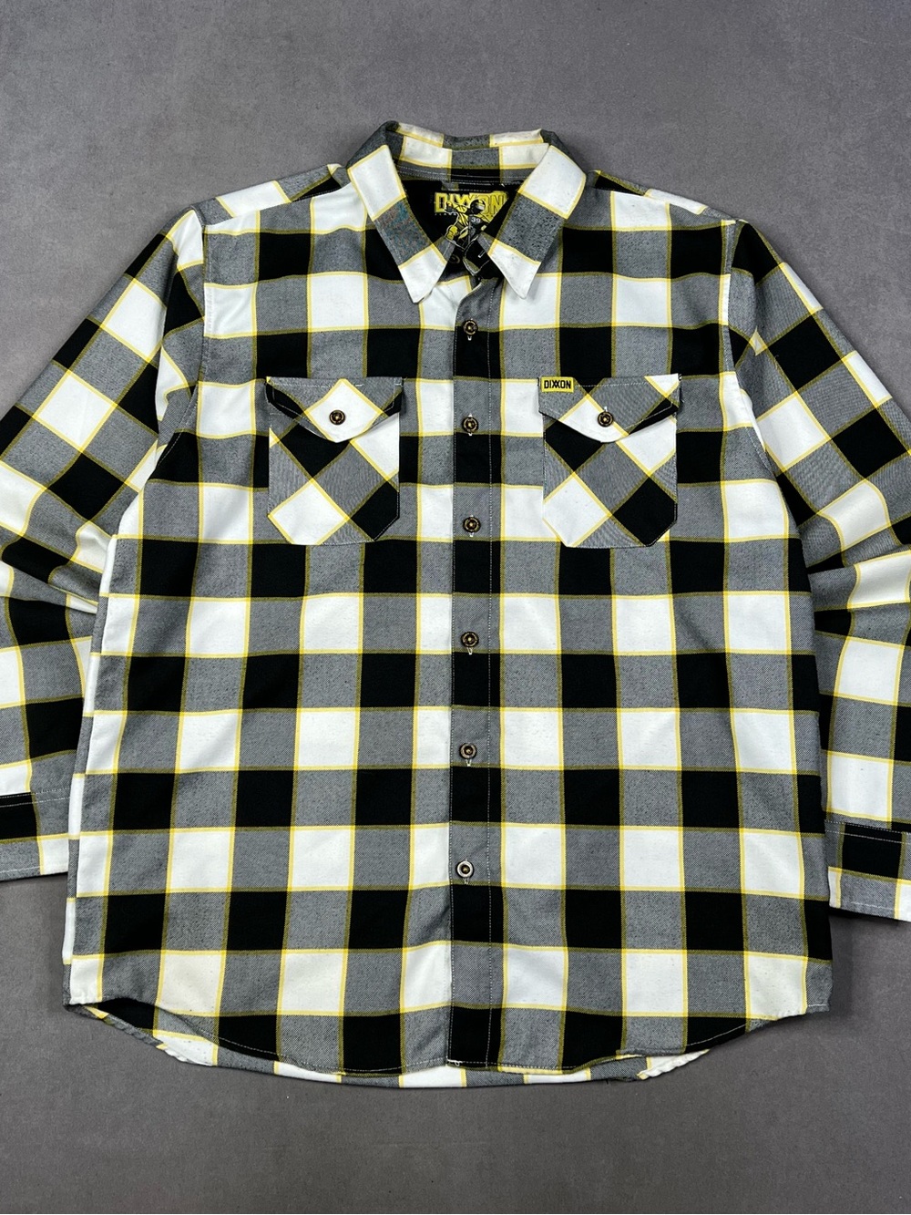DIXXON Black, White & Yellow Plaid Button-Down Shirt